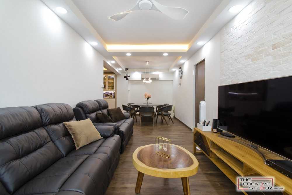 Modern Living Room with Vinyl Flooring and TV Console