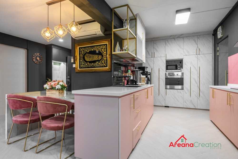 Modern Kitchen with Vinyl Flooring and Kitchen Island