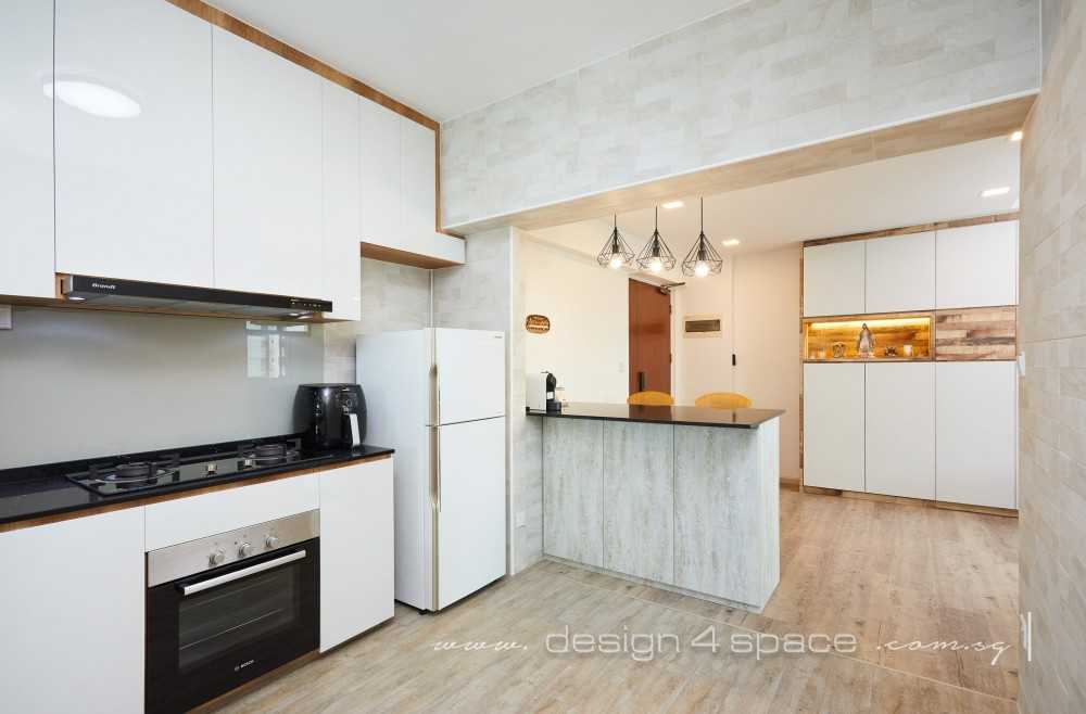 Contemporary Kitchen with Wood Flooring and Kitchen Window