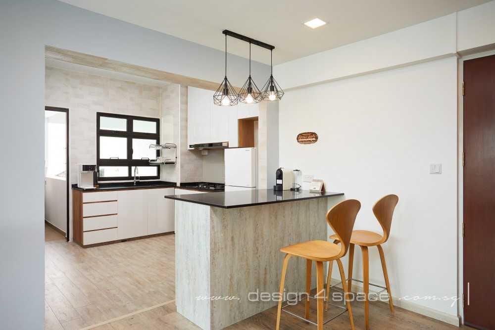 Contemporary Kitchen with Homogeneous Tiles and Kitchen Island