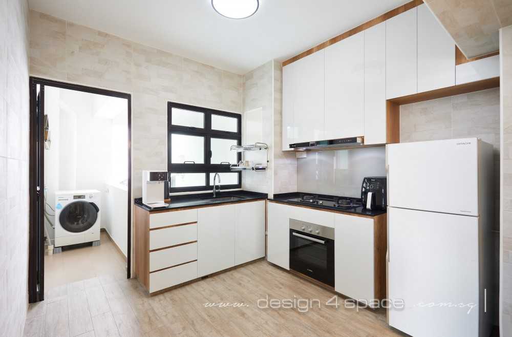Contemporary Kitchen with Wood Flooring and Kitchen Window