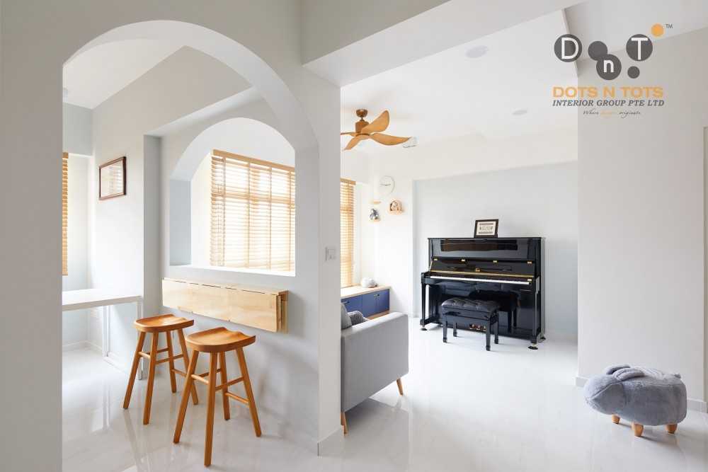 Scandinavian Living Room with TV Console and Feature Wall