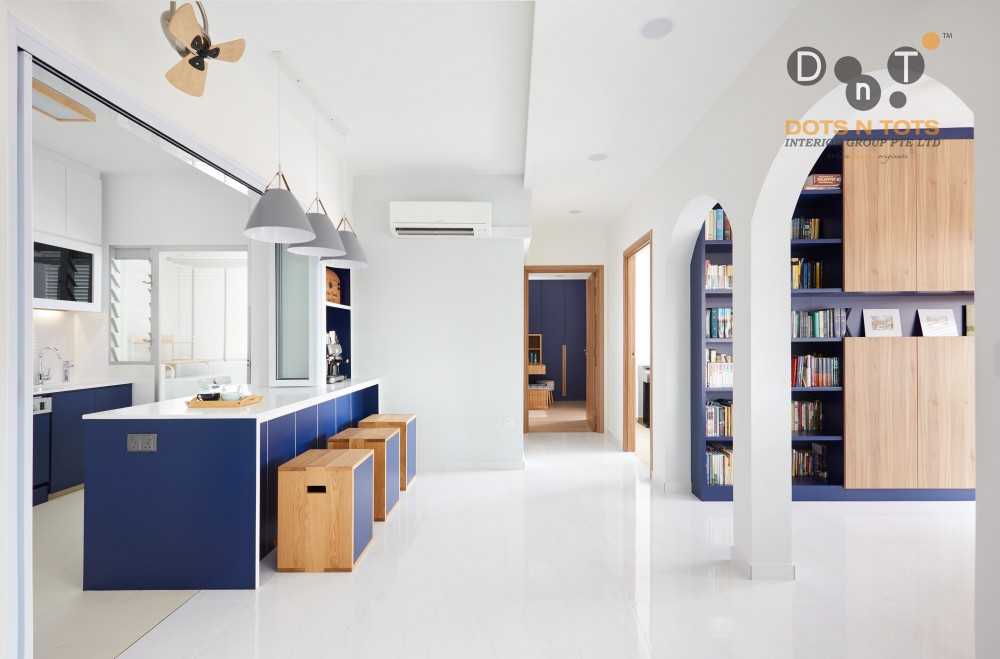 Scandinavian Kitchen with Wood Flooring and Kitchen Window