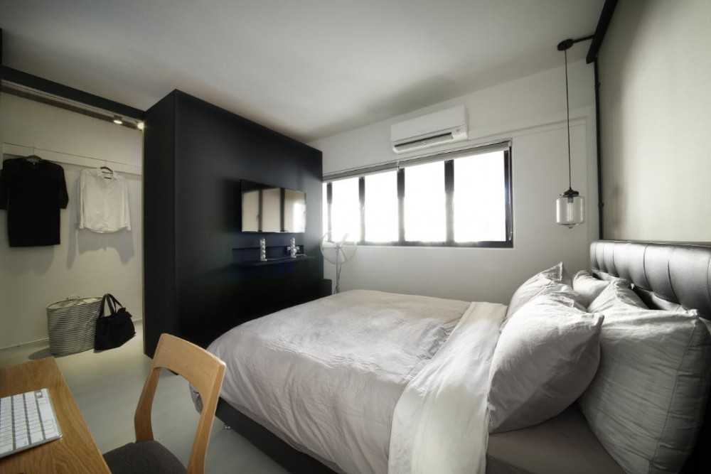 Industrial Bedroom with Desk and Queen Bed