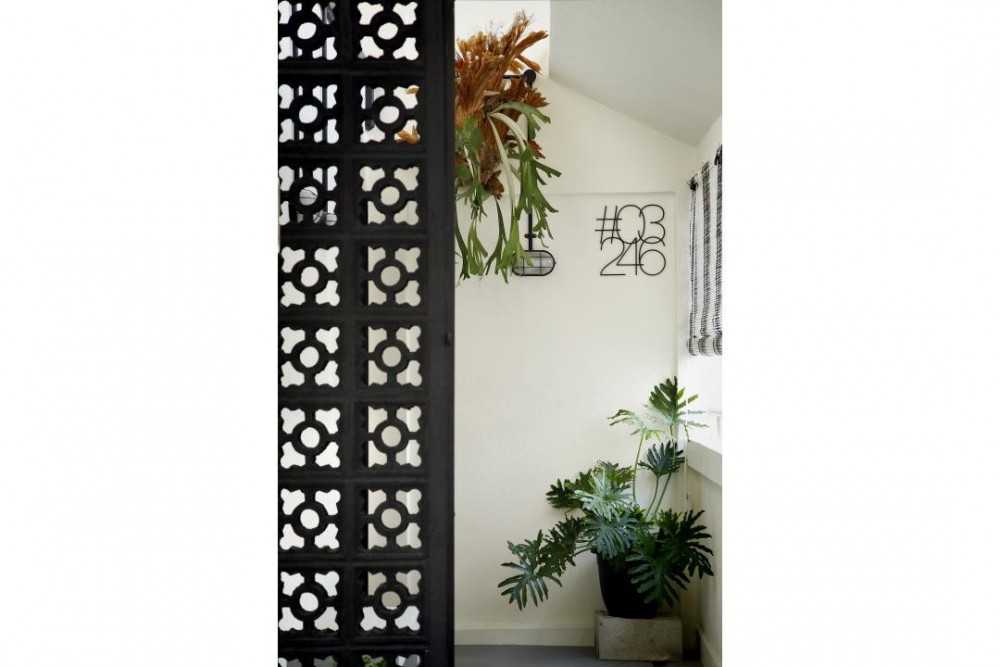 Industrial Entryway with Planters and Screen