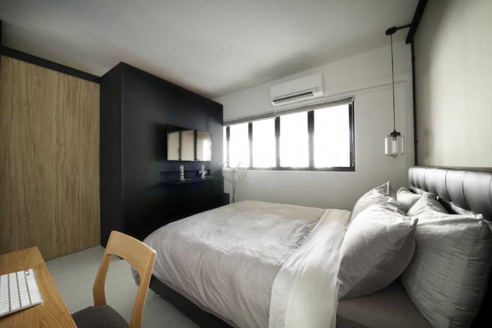 Industrial Bedroom with Desk and Queen Bed