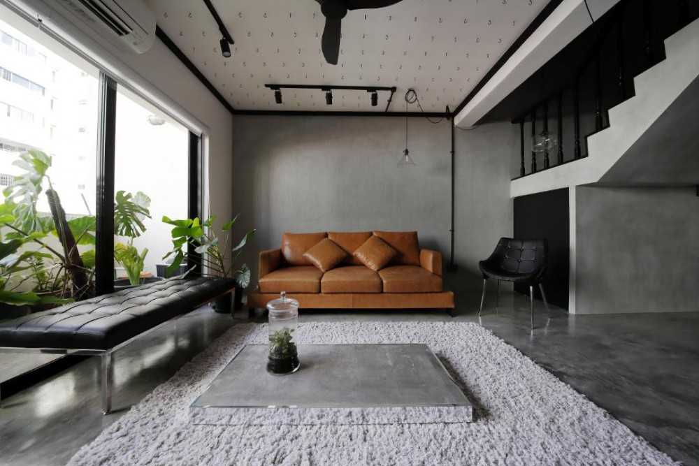Industrial Living Room with Sofa and Seating Bench