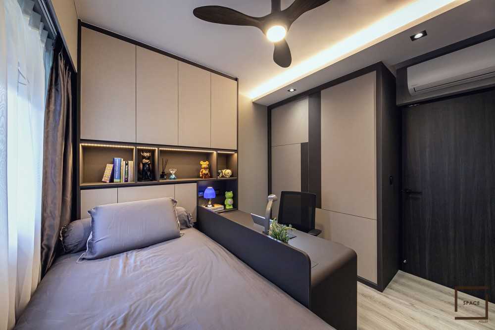 Contemporary Bedroom with Platform Bed and Wardrobe