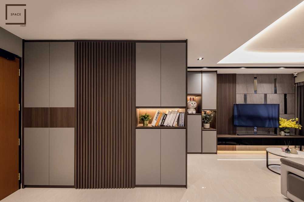 Contemporary Living Room with TV Console and Ceiling Light