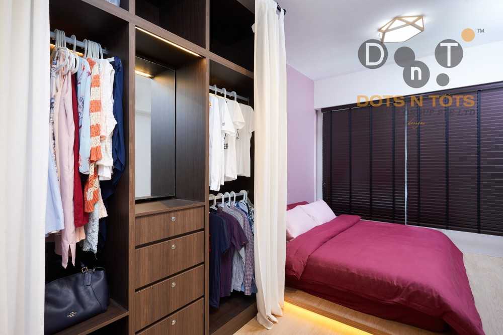 Scandinavian Bedroom with Platform Bed and Built-in Bed