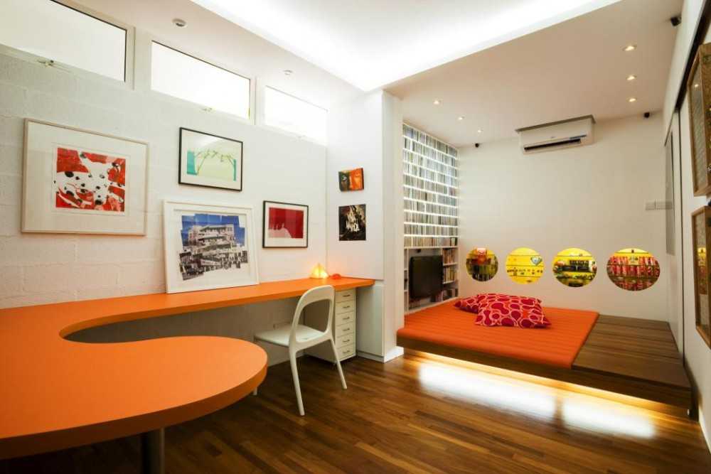 Vintage Study with Paintings and Desk