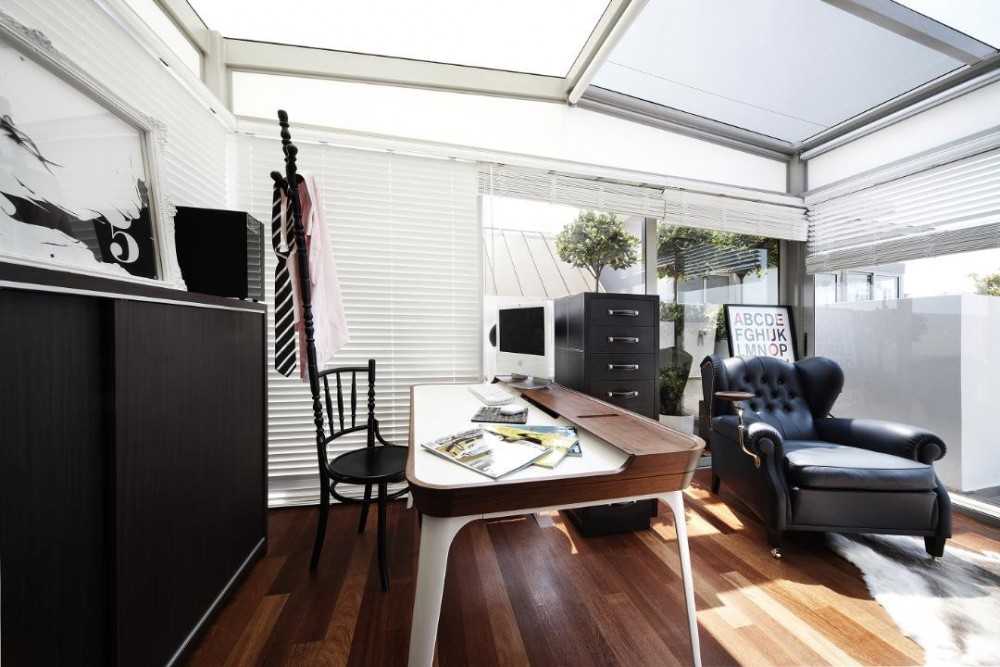 Eclectic Study with Armchairs and Desk