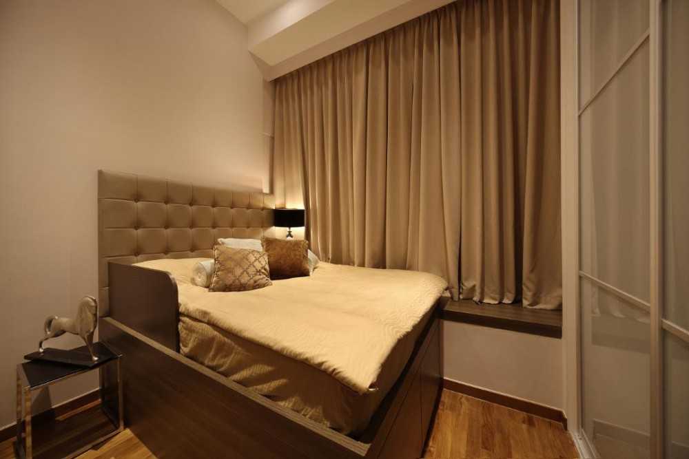 Eclectic Bedroom with Curtain and Queen Bed