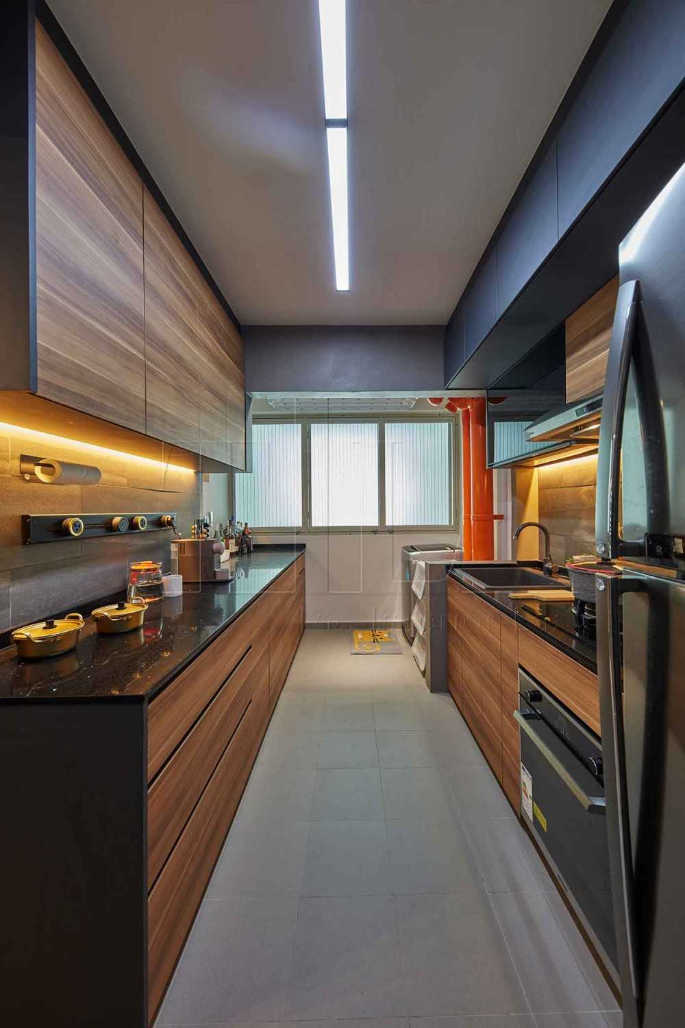 Industrial Kitchen with Countertop and Kitchen Window