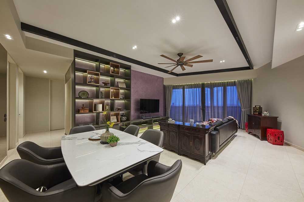 Asian Dining Room with Sofa and Dining Table