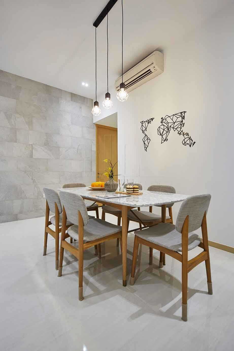 Minimalist Dining Room with Artwork and Dining Table