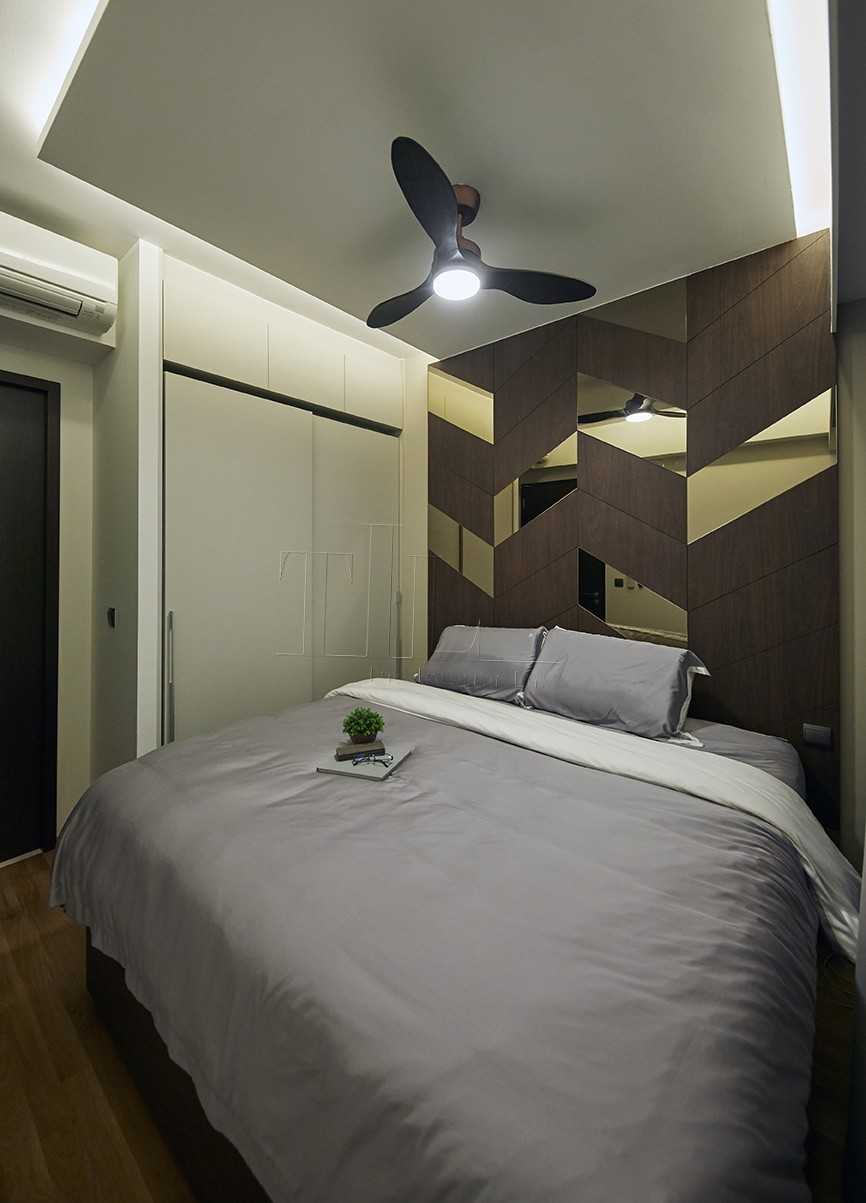 Contemporary Bedroom with Feature Wall and Cove Lighting