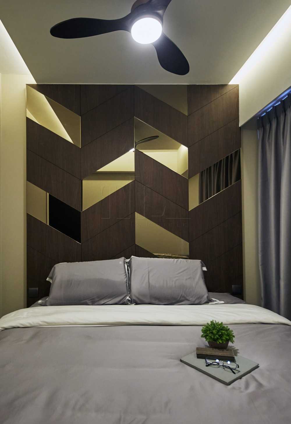 Contemporary Bedroom with Feature Wall and Mirror