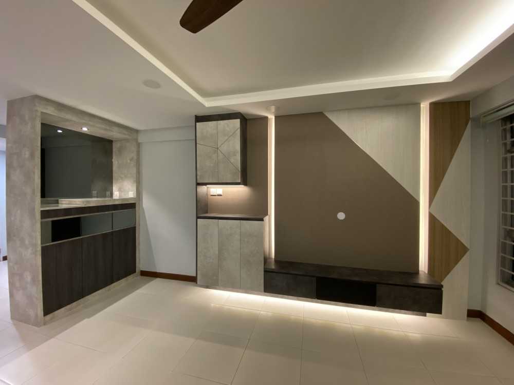 Modern Living Room with TV Console and Feature Wall