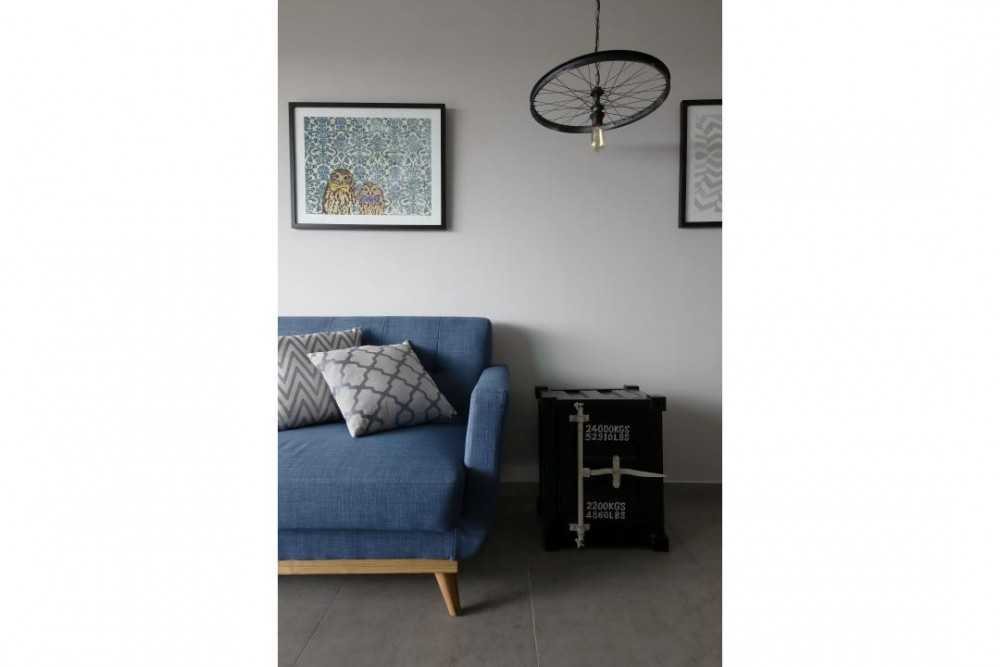 Industrial Living Room with Sofa and Side Table