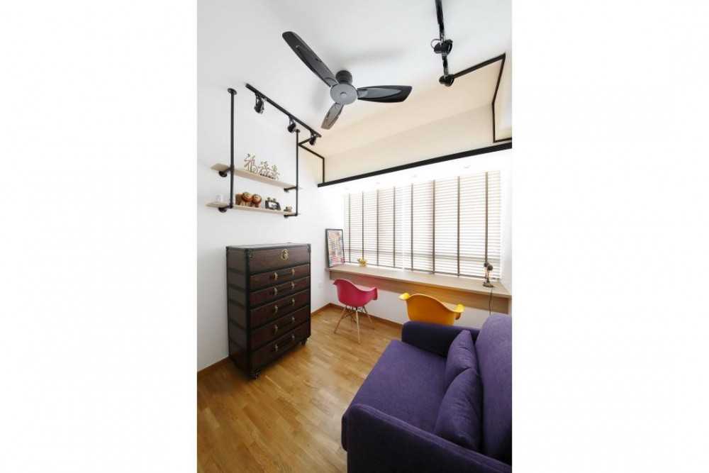 Industrial Study with Sofa and Desk
