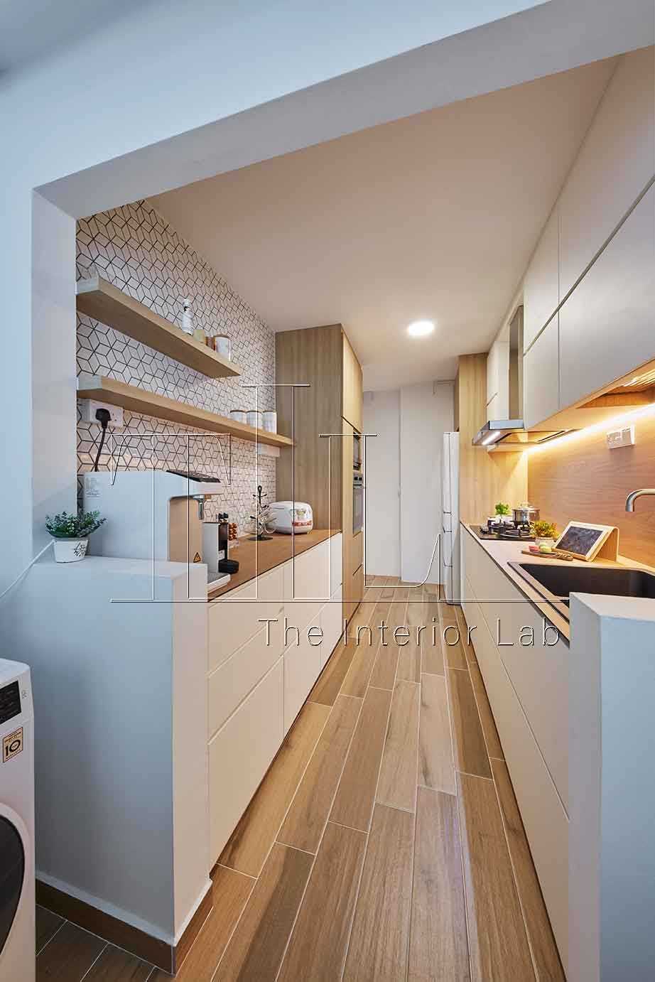 Scandinavian Kitchen with Countertop and Cove Lighting