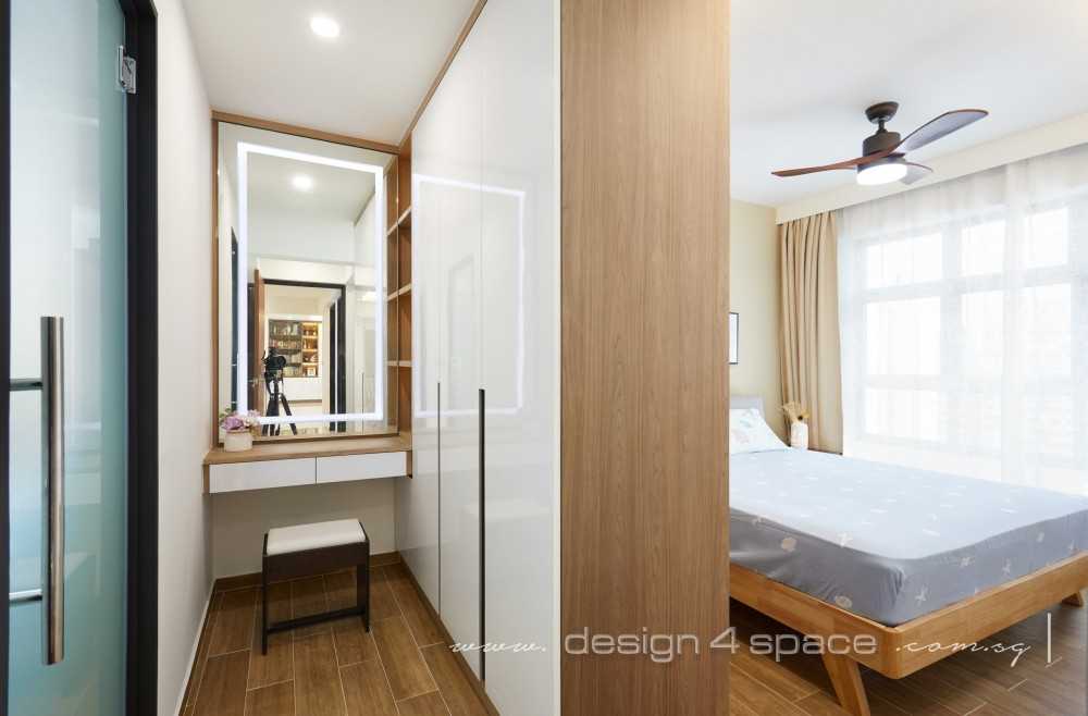 Modern Bedroom with Homogeneous Tiles and Herringbone Tiling