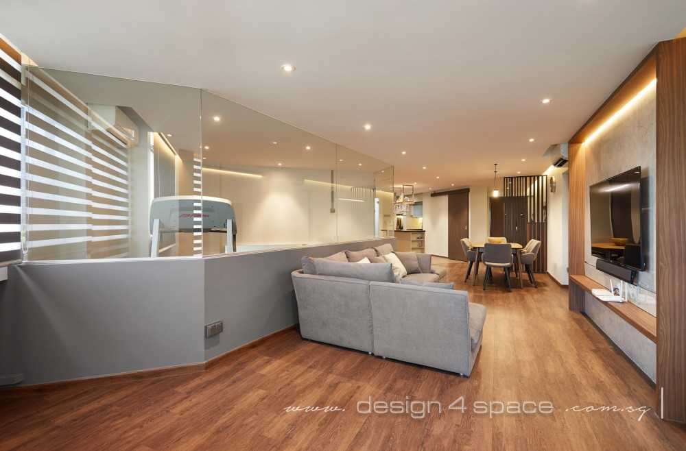 Modern Living Room with Vinyl Flooring and TV Console