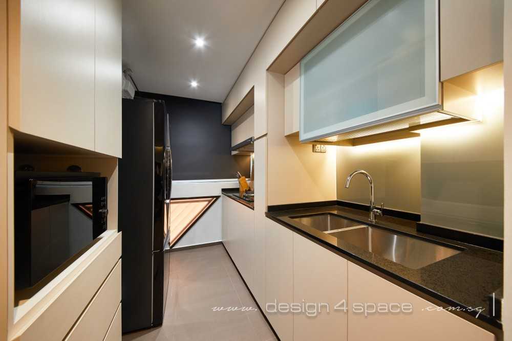 Modern Kitchen with Vinyl Flooring and Kitchen Island
