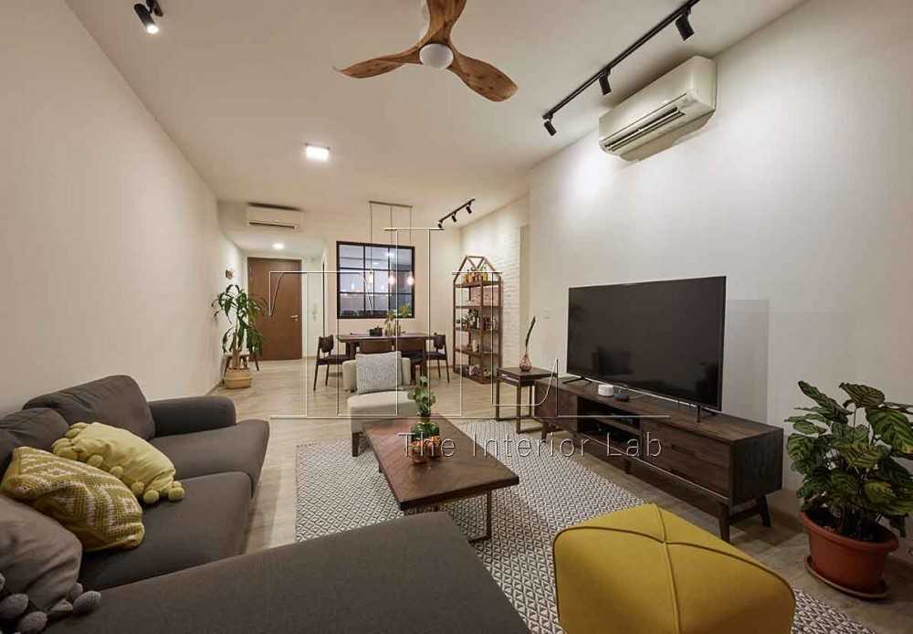 Contemporary Living Room with Ceiling Fan and Sofa