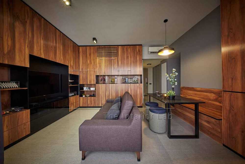Contemporary Living Room with TV Console and Feature Wall
