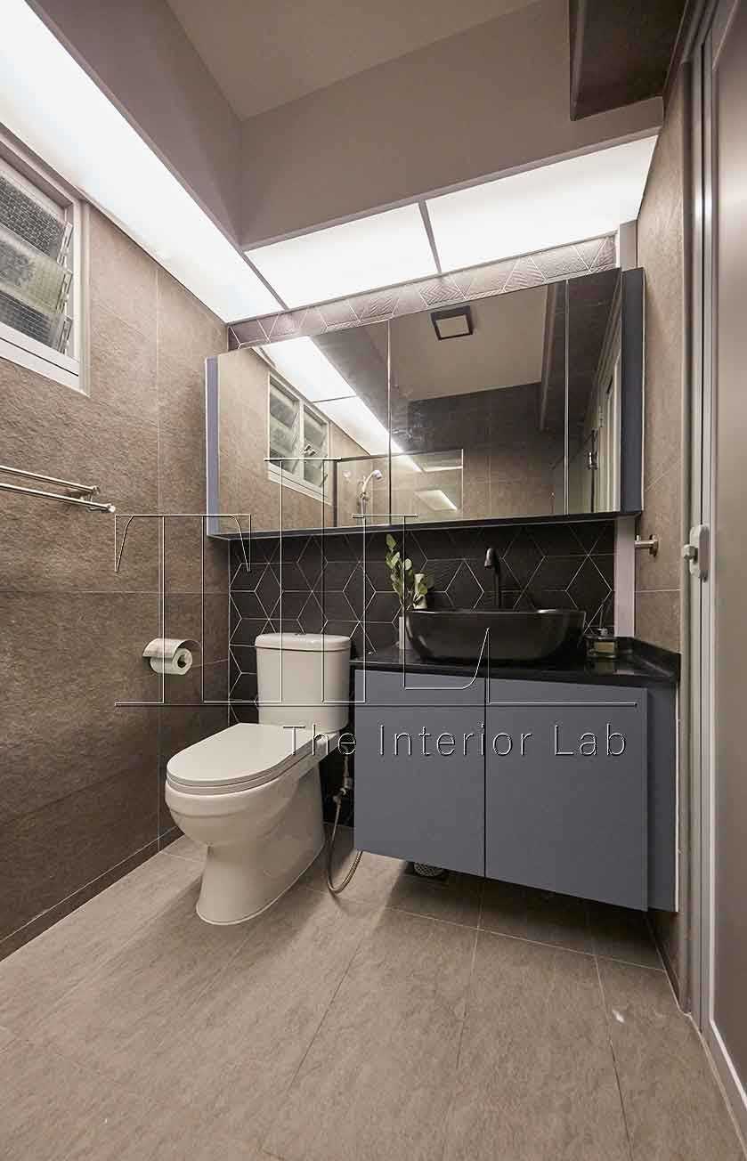 Industrial Bathroom with Mirror and Bathroom Storage