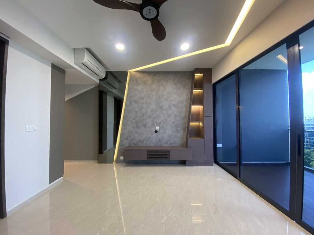 Modern Living Room with TV Console and Feature Wall