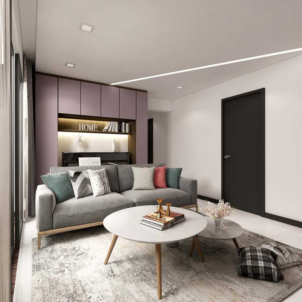Modern Living Room with Cove Lighting and Drop Ceiling