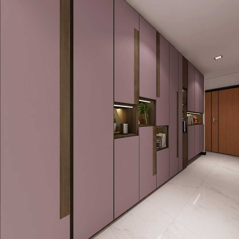 Modern Entryway with Shoe Rack and Display Cabinets
