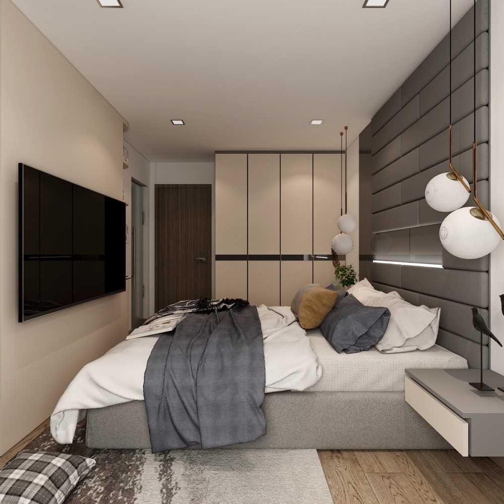 Contemporary Bedroom with Vinyl Flooring and Drop Ceiling