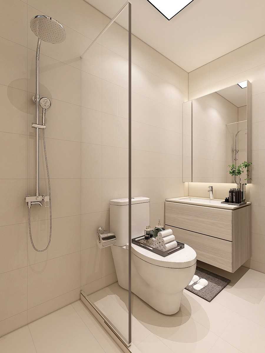 Contemporary Bathroom with Homogeneous Tiles and Mirror
