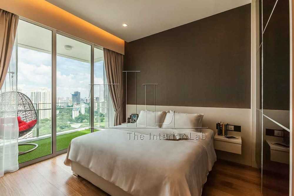 Modern Bedroom with Mirror and Bay Window