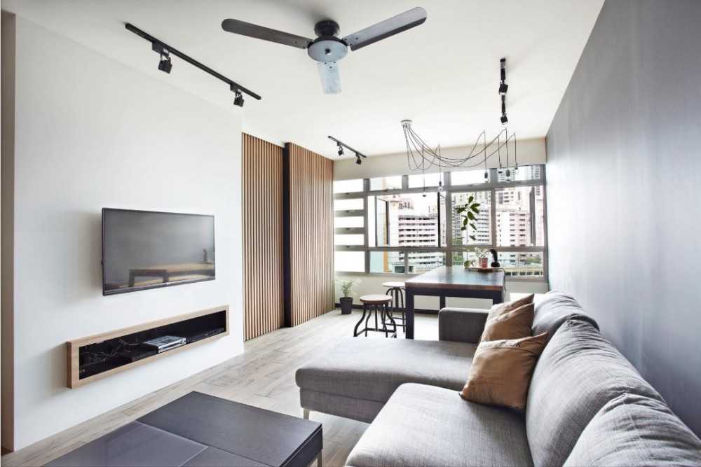 Scandinavian Living Room with TV Console and Sofa
