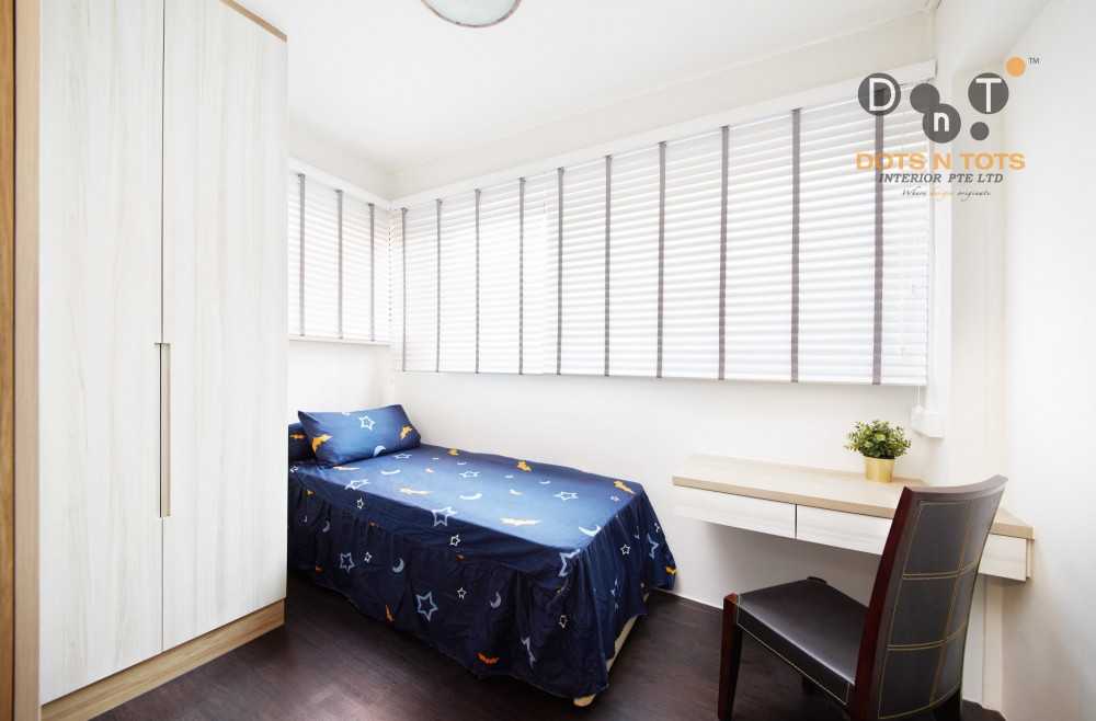 Scandinavian Bedroom with Ceiling Light and Built-in Bed
