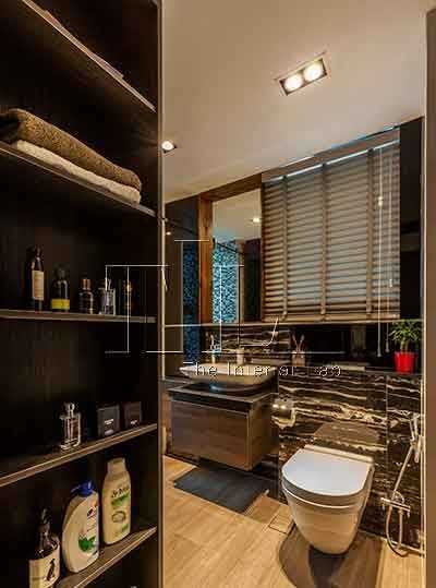 Industrial Bathroom with Mirror and Display Cabinets