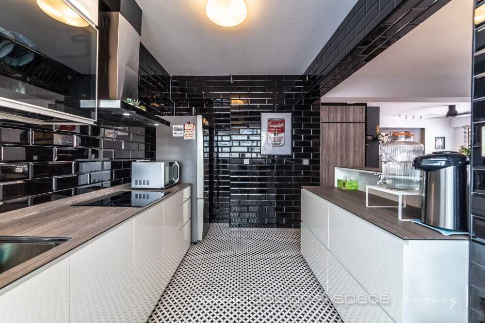 Industrial Kitchen with Countertop and Kitchen Window