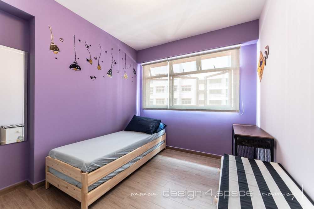 Industrial Bedroom with Vinyl Flooring and Single Bed