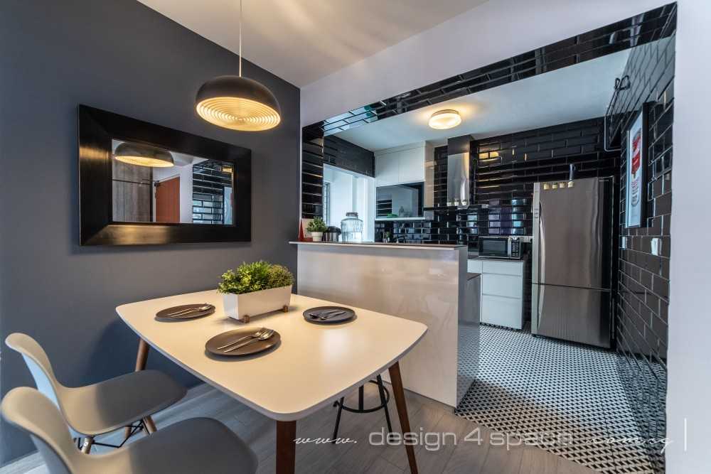 Industrial Dining Room with Ceiling Light and Downlights