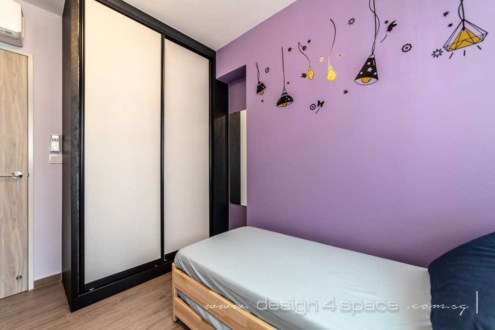 Industrial Bedroom with Wood Flooring and Cove Lighting