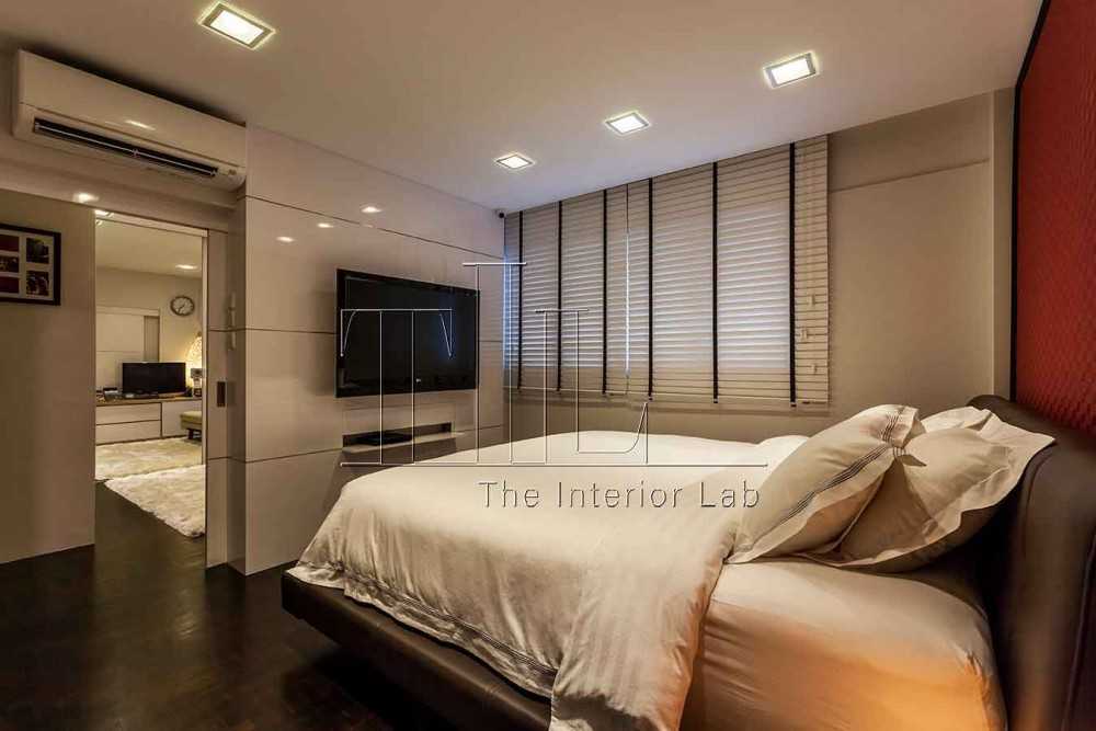 Modern Bedroom with TV Console and Feature Wall