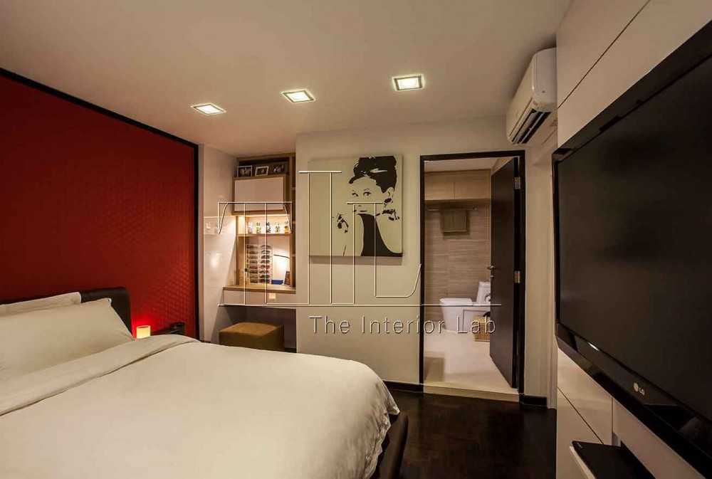 Modern Bedroom with Artwork and Vanity Counter