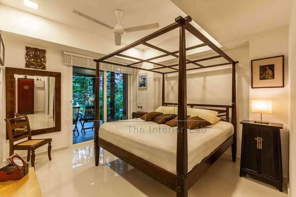 Vintage Bedroom with Marble Floor and Mirror