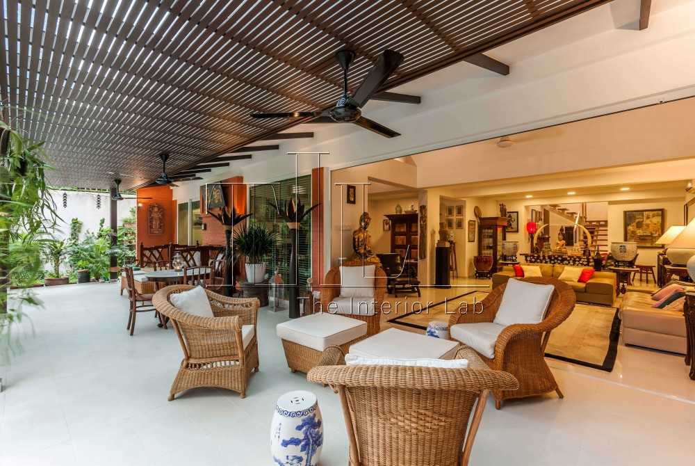 Vintage Patio with Window Seat and Outdoor Table