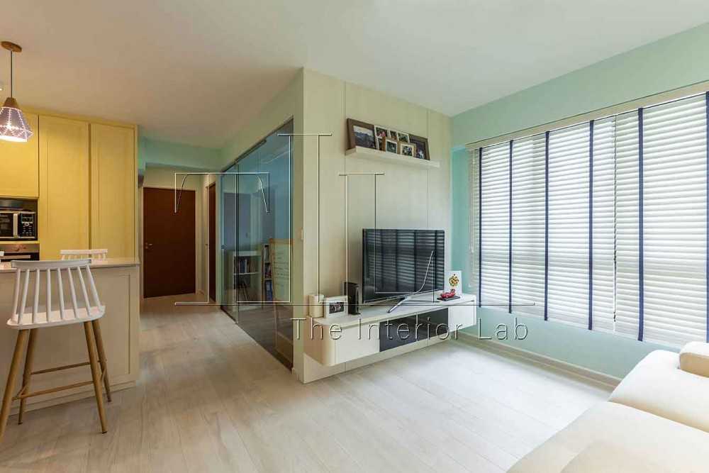 Contemporary Living Room with Vinyl Flooring and TV Console